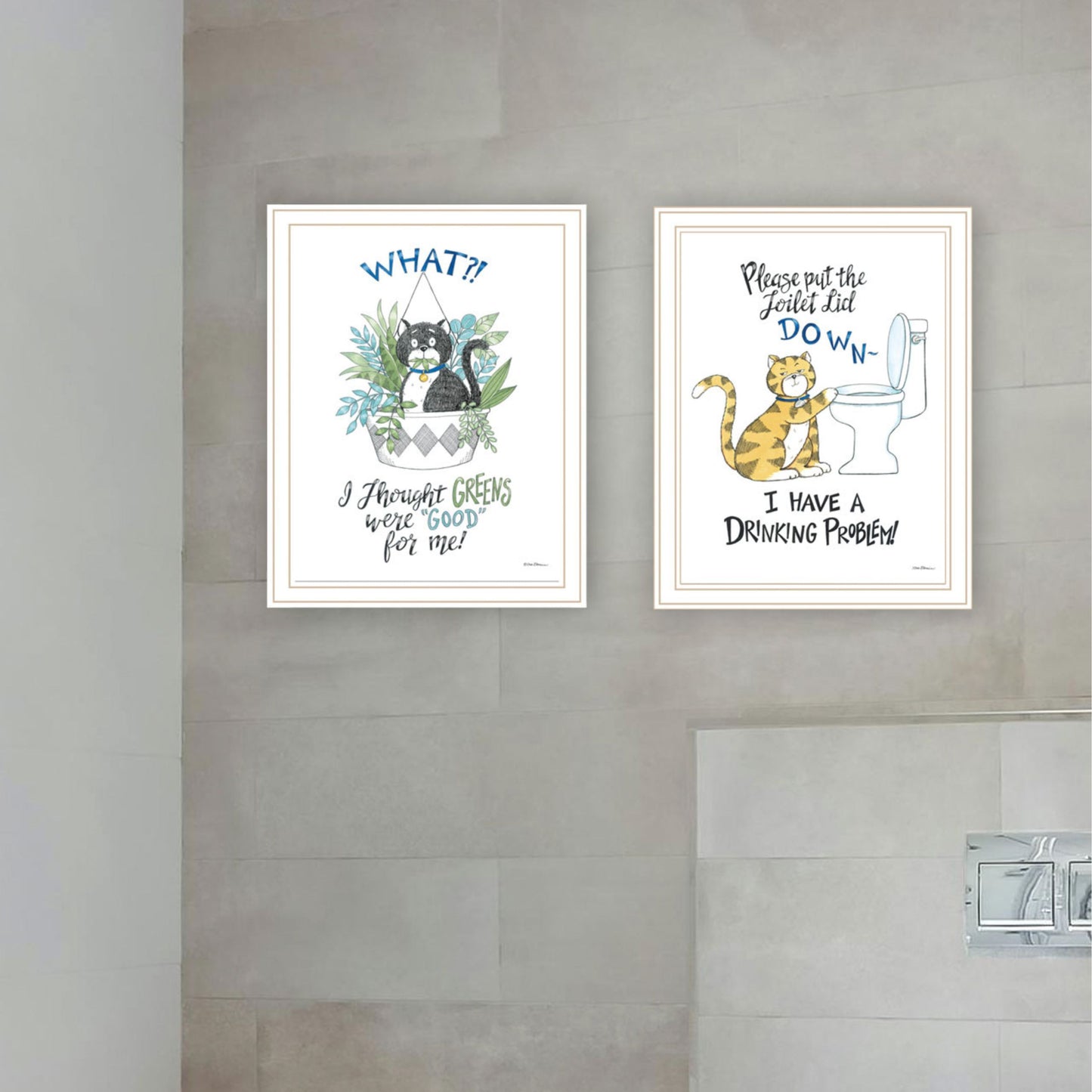 Trendy Decor 4U 2- Piece Vignette I have a Drinking Problem!! Black Framed Wall Art for Living Room, Bedroom Wall Art Print for Home Decor by Deb Strain