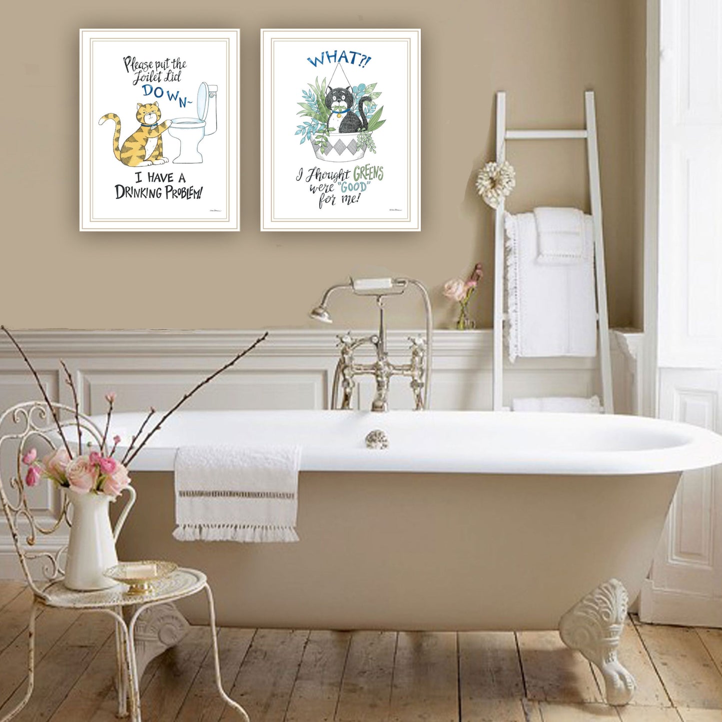 Trendy Decor 4U 2- Piece Vignette I have a Drinking Problem!! Black Framed Wall Art for Living Room, Bedroom Wall Art Print for Home Decor by Deb Strain