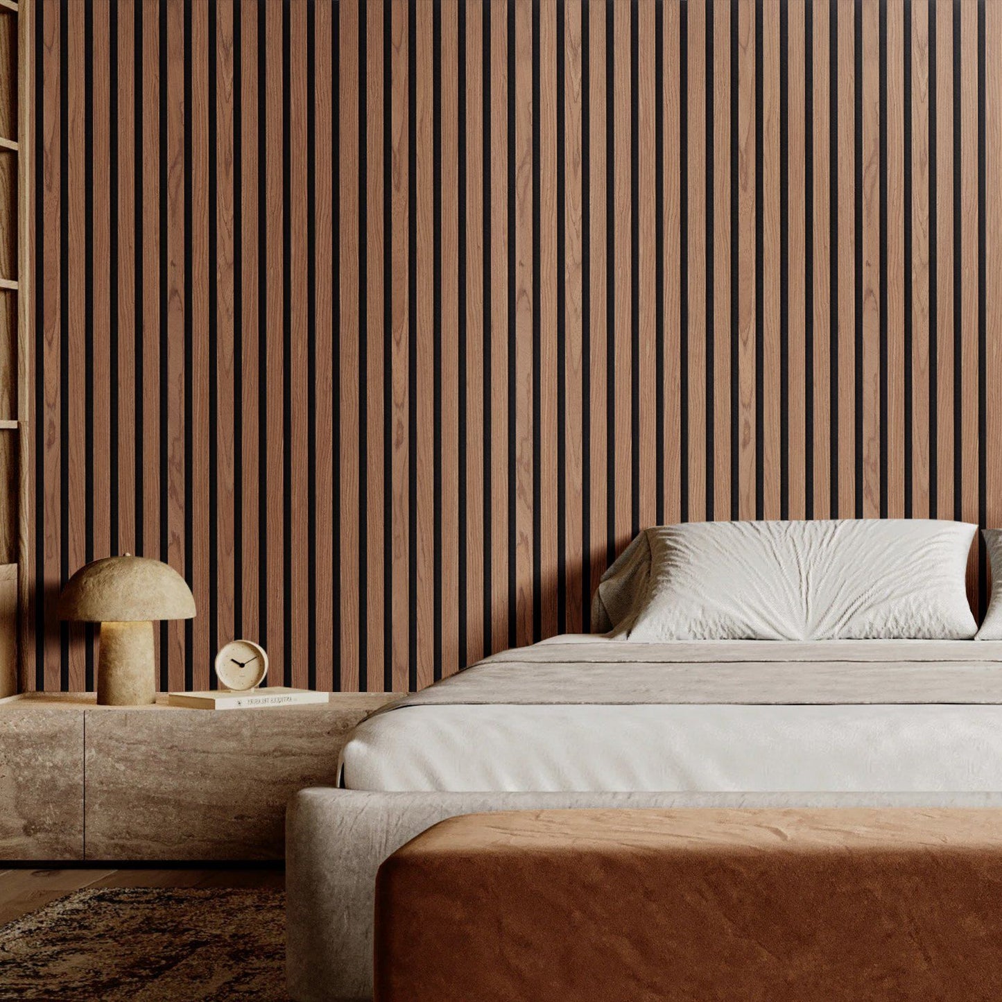Wood Slat Acoustic Panels 7.9 x 94.5 inch for Modern Wall Decor Walnut